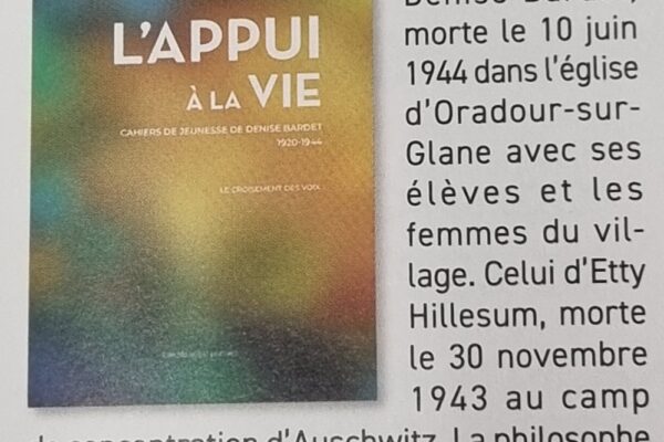 L'Appui à la vie, Les Cahiers de Denise Bardet, Editions Les Mots qui portent, MN AGNIAU